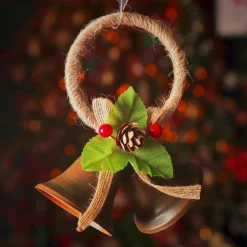 Suspension de Noël en métal (H10 cm) Clochettes d'antan Marron