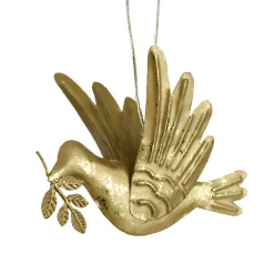 Suspension de Noël en métal (H9 cm) Pigeon lumière Or