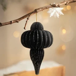 Suspension de Noël en papier (H20 cm) fermeture Magnétique Noir