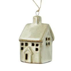 Suspension de Noël en porcelaine (H7 cm) Maison douce Beige