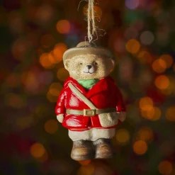 Suspension de Noël en terre cuite (H9 cm) Petit Ours Rouge