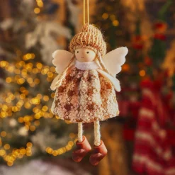 Suspension de Noël (H13 cm) Ange Isy Marron