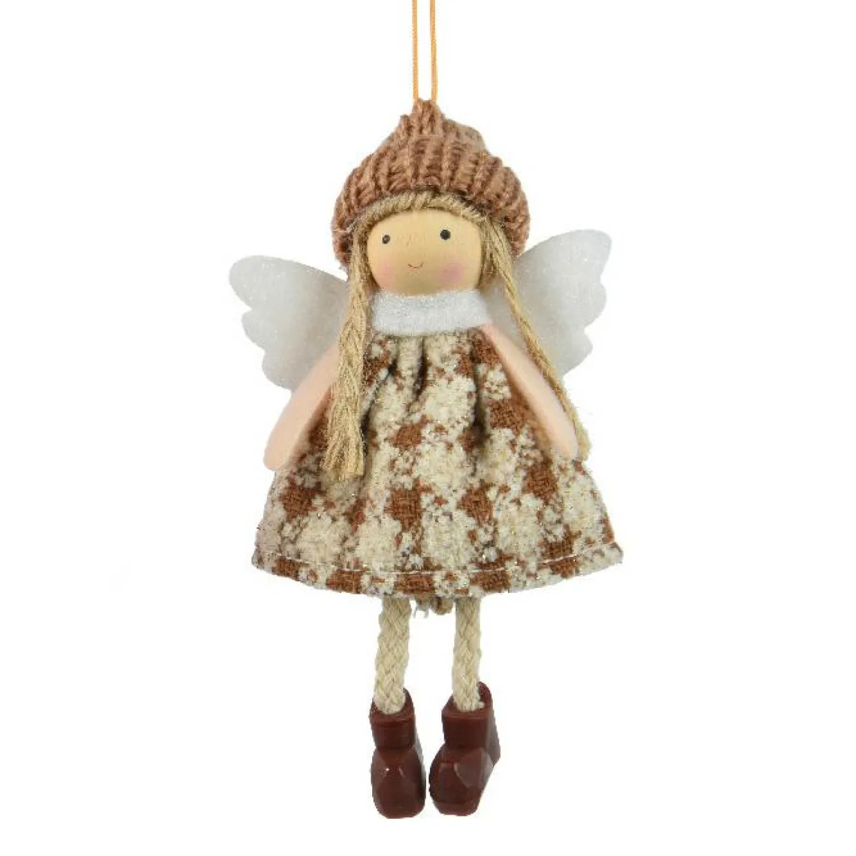Suspension de Noël (H13 cm) Ange Isy Marron