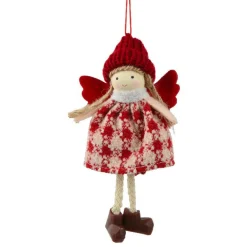 Suspension de Noël (H13 cm) Ange Isy Rouge