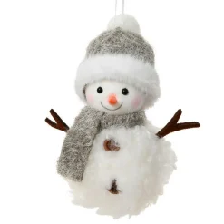 Suspension de Noël (H13 cm) Bonhomme de neige Glacy Gris