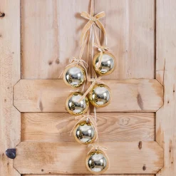 Suspension de Noël (H70 cm) Boules et nœud velours Doré