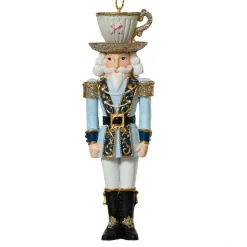 Suspension de Noël (H12 cm) Casse-noisette Tea time Bleu et blanc
