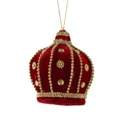 Suspension de Noël (H10 cm) Couronne velours Rouge