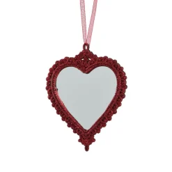 Suspension de Noël (H14 cm) Cœur bohème Rouge