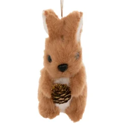 Suspension de Noël (H12 cm) Lapin et pomme de pin Caramel