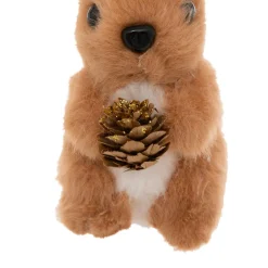 Suspension de Noël (H12 cm) Lapin et pomme de pin Caramel