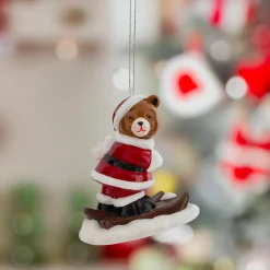 Suspension de Noël (H9 cm) Ourson skieur en folie