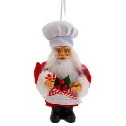 Suspension de Noël (H13 cm) Père Noël Pâtissier Rouge et Blanc