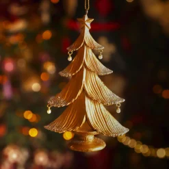 Suspension de Noël (H12 cm) Sapin scintillant Doré