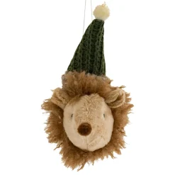 Suspension de Noël (H15 cm) Tête de Hérisson Marron clair