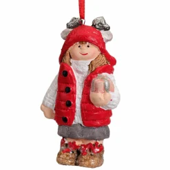 Suspension de Noël terre cuite (H8 cm) Chérubine Rouge