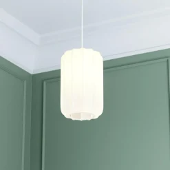Suspension luminaire coton (25 x 35 cm) Toby Blanc