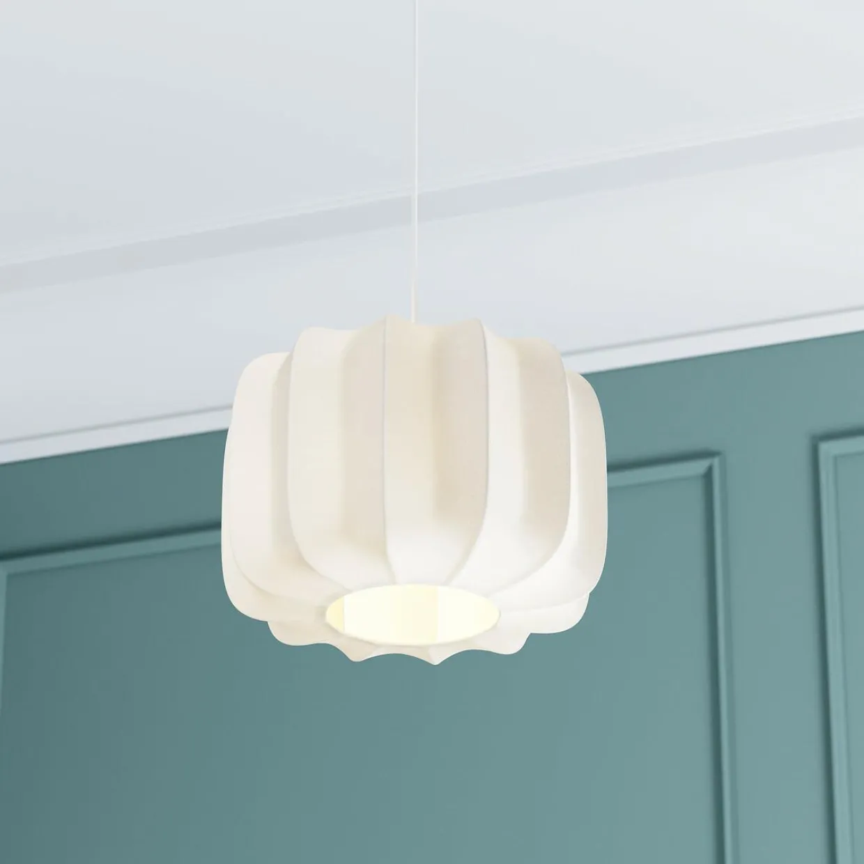 Suspension luminaire coton (37 x 24 cm) Toby Blanc