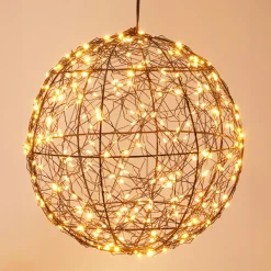 Suspension lumineuse 300 micro LED (D25 cm) Lueur Polaire Noir et Blanc chaud