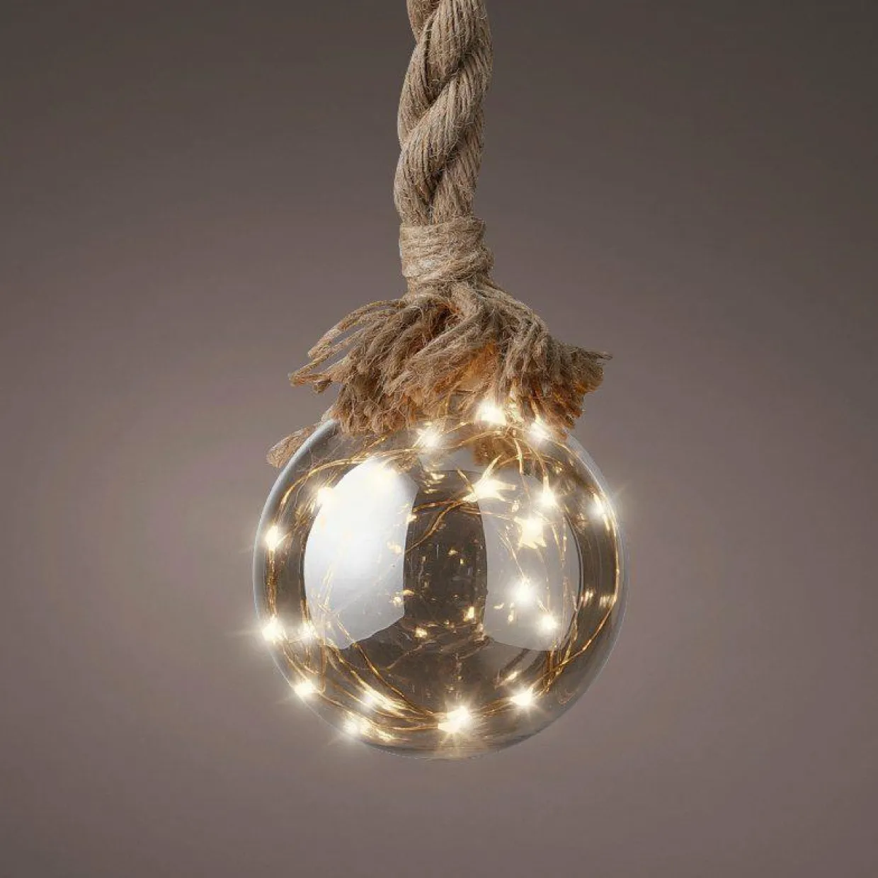 Suspension lumineuse à piles 30 LED (D14 cm) Boule de Noël ambrée Blanc chaud