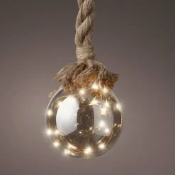Suspension lumineuse à piles 30 LED (D14 cm) Boule de Noël ambrée Blanc chaud