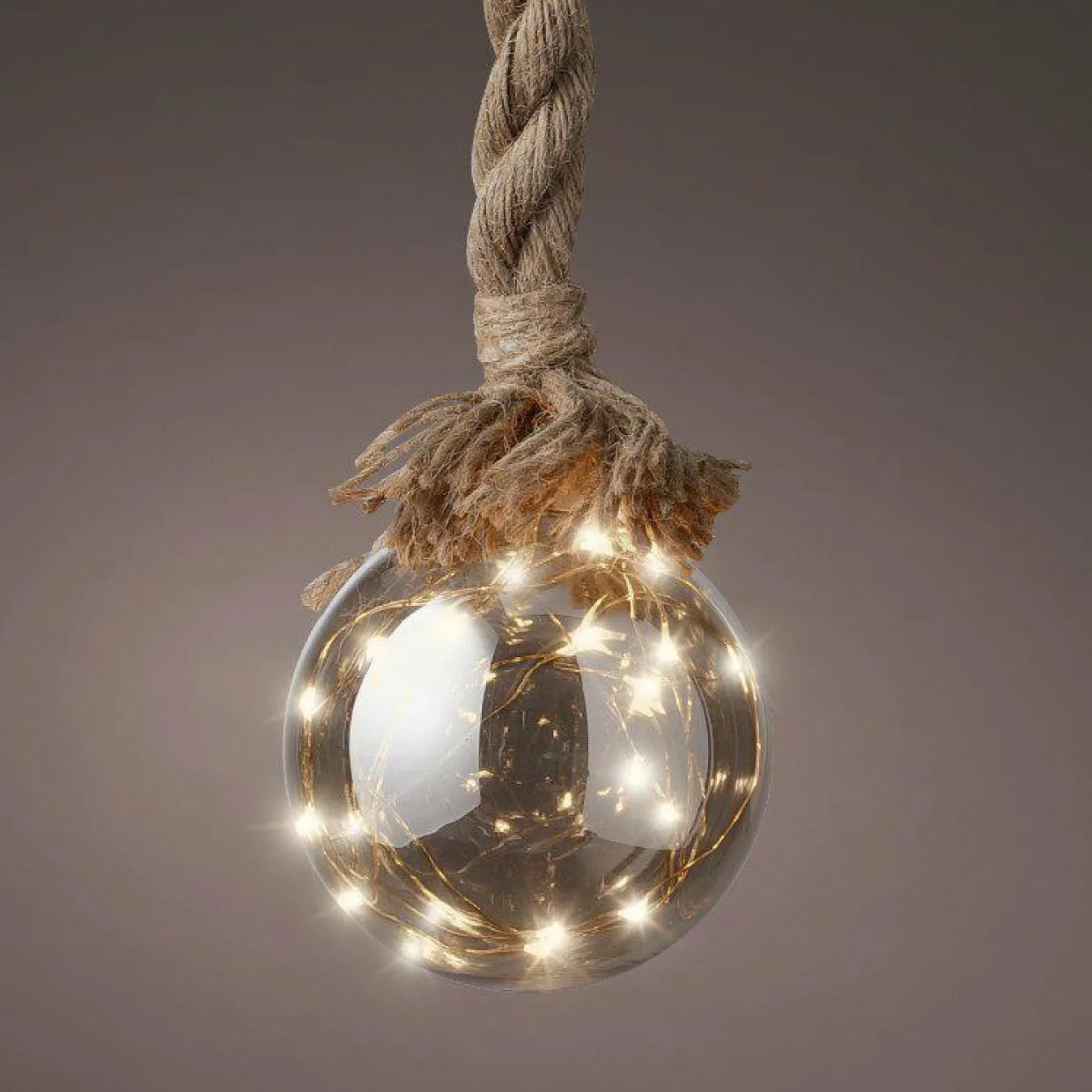 Suspension lumineuse à piles 30 LED (D14 cm) Boule de Noël ambrée Blanc chaud