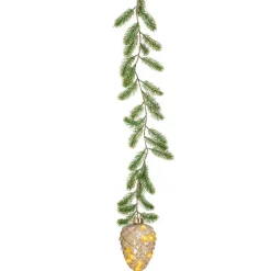 Suspension lumineuse à piles 15 LED (H21 cm) Sapinette et Pomme de pin Blanc chaud