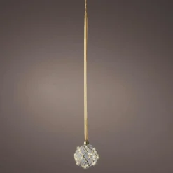 Suspension lumineuse à piles 30 LED (D14 cm) Vintage Or et blanc chaud