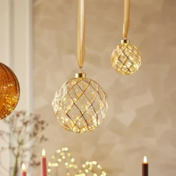 Suspension lumineuse à piles 40 LED (D20 cm) Vintage Or/blanc chaud