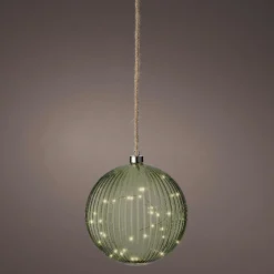 Suspension lumineuse à piles 40 LED (D20 cm) Vintage Thé vert/blanc chaud