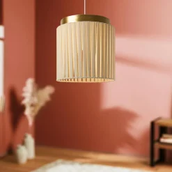 Suspension lumineuse coton et métal (D28 cm) Khéops Or