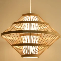 Suspension lumineuse design en bambou (D50 cm) Marbella Naturel
