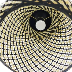 Suspension lumineuse en bambou (D40 cm) Elda Noir et naturel