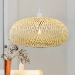 Suspension lumineuse en bambou (D46 cm) Rotana Naturel