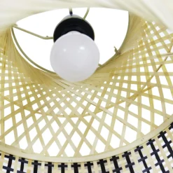 Suspension lumineuse en bambou (D45 cm) Huesca Noir et naturel