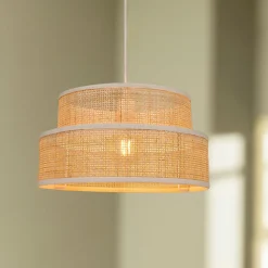 Suspension lumineuse en paille (D35 cm) Yuca Naturel beige