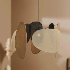 Suspension lumineuse jute et lin (D66 cm) Filo Beige