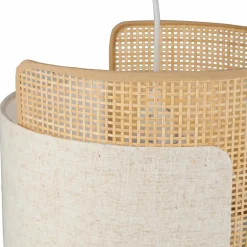 Suspension lumineuse lin et bambou (D28,5 cm) Bourgeon Beige