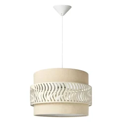 Suspension lumineuse métal et tissu (D34 cm) Oyona Beige