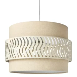 Suspension lumineuse métal et tissu (D34 cm) Oyona Beige