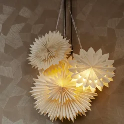 Suspension lumineuse papier LED (D40 cm) Origami Star Blanc chaud