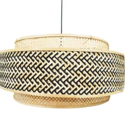 Suspension lumineuse ronde en bambou (D53 cm) Oviedo Noir et naturel