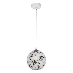 Suspension lumineuse verre et métal (D20 cm) Pepper Noire et blanche