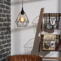 Suspension métal (D19 cm) Diamant Noir