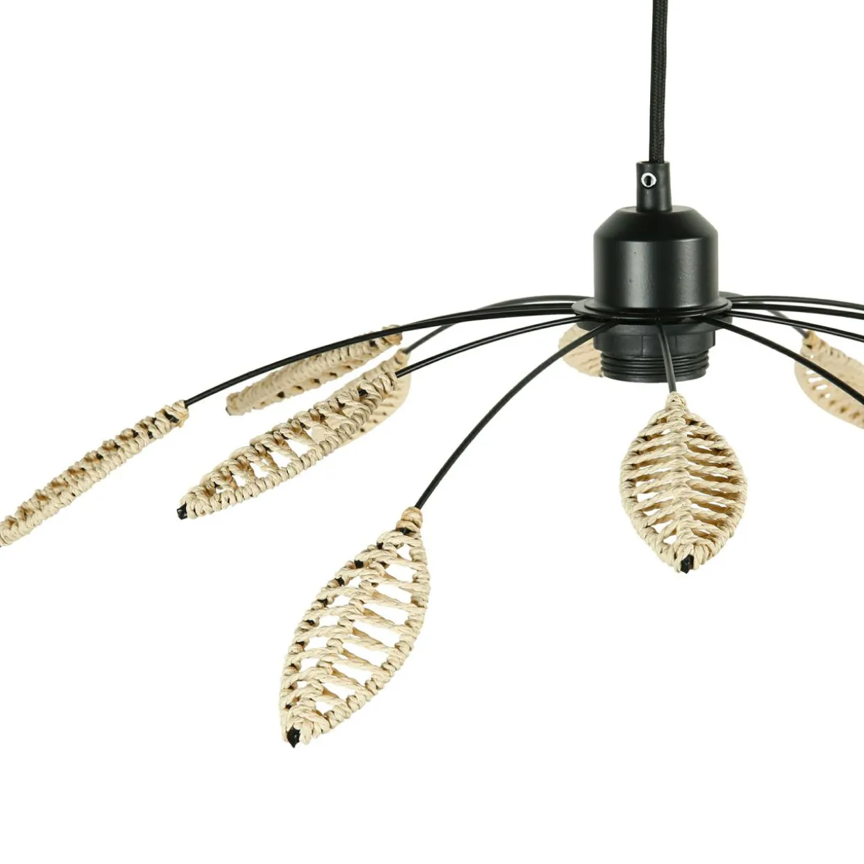 Suspension métal et pétales (D50 cm) Til Noir et beige