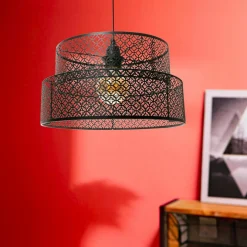 Suspension ronde métal marocaine (D34 cm) Gigogne Noir