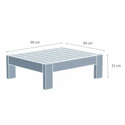 Table basse de jardin carrée en bois (94 x 94 cm) Bornéo Naturel