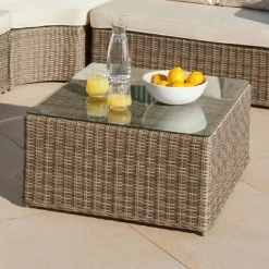 Table basse de jardin carrée en résine tressée Calvi Sepia