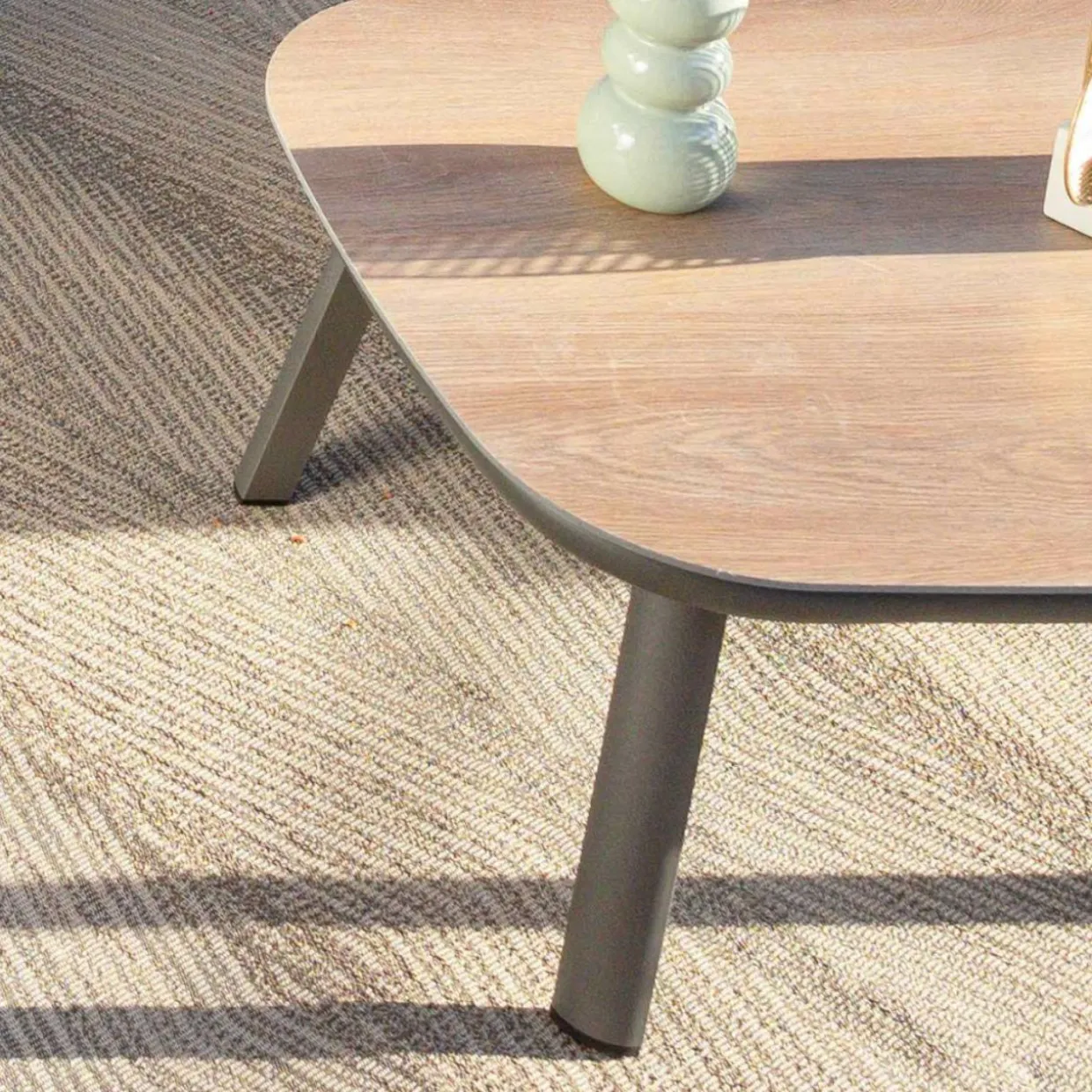 Table basse de jardin carrée en aluminium Amalfi Gris anthracite