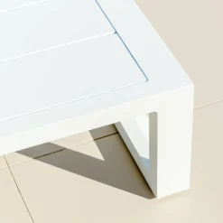 Table basse de jardin rectangulaire en alumininum (120 x 72 cm) Elba Blanc